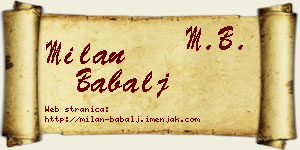 Milan Babalj vizit kartica